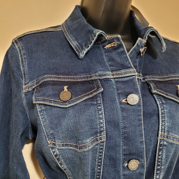 Susan Graver Jeans Denim Dress Button Down Long Sleeve Belted XS New Women - Picture 5 of 11